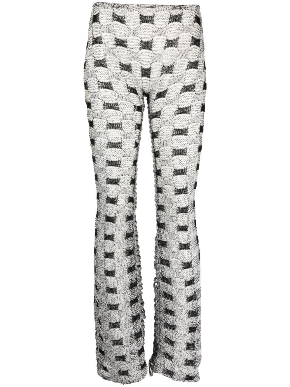 check-pattern knit trousers - 1