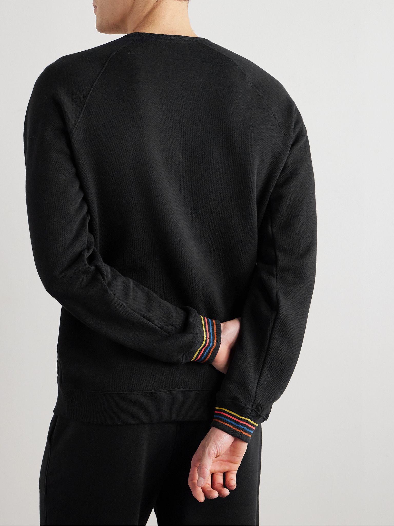 Striped Cotton-Jersey Sweatshirt Black - 3