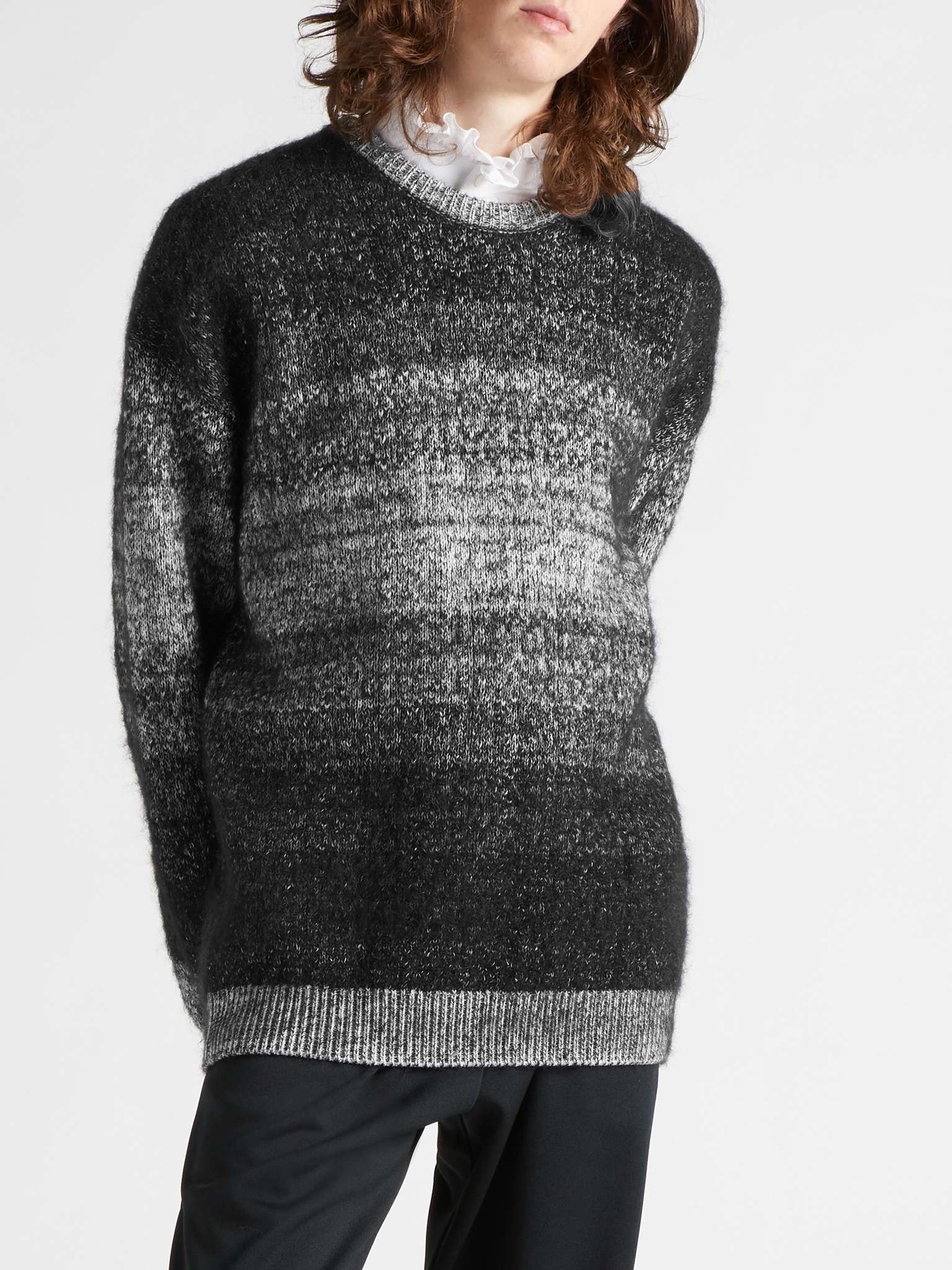 Oversized Striped Intarsia Cotton and Mohair-Blend Sweater - 4