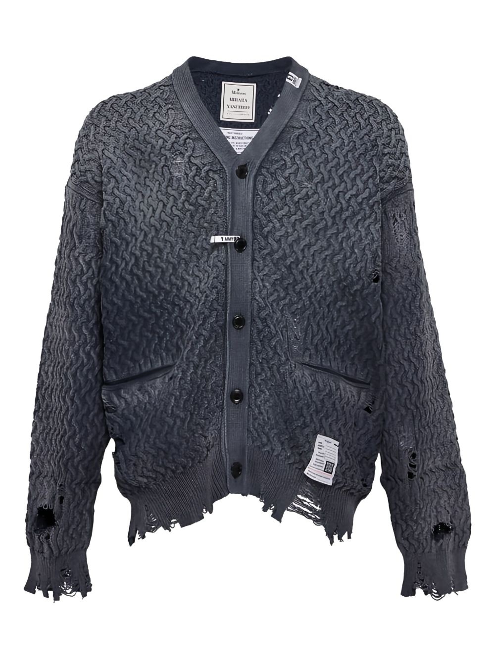 distressed-effect cardigan - 1