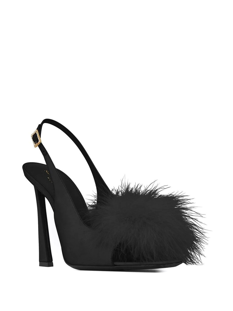 SAINT LAURENT faux-fur detail 110mm sandals outlook