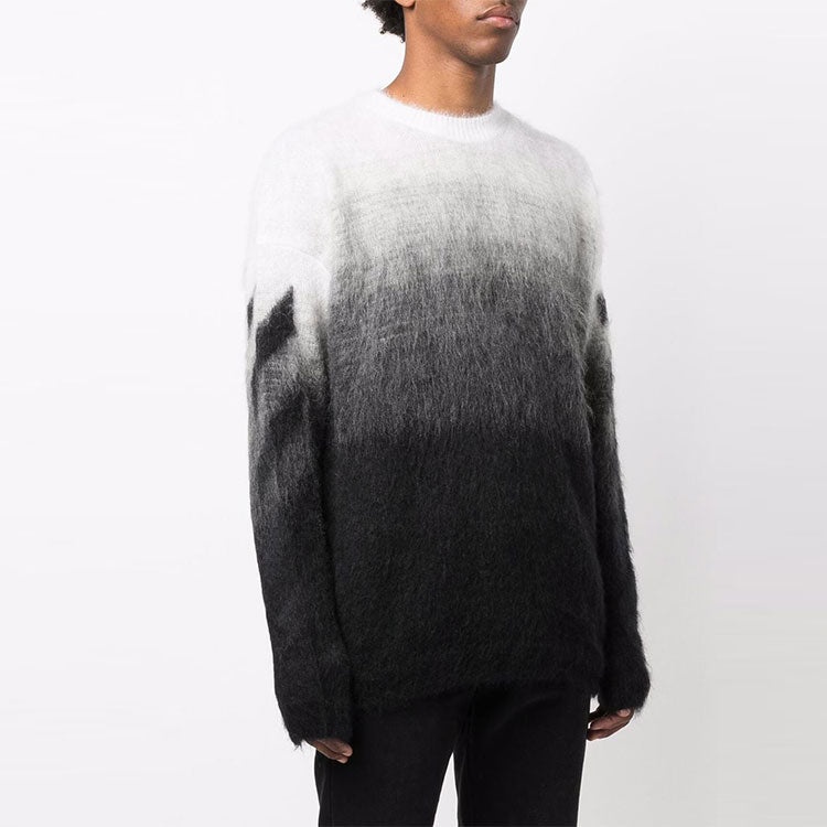 Men's Off-White FW21 Plush Gradient Round Neck Long Sleeves Pullover Wool Sweater Loose Fit Autumn B - 3