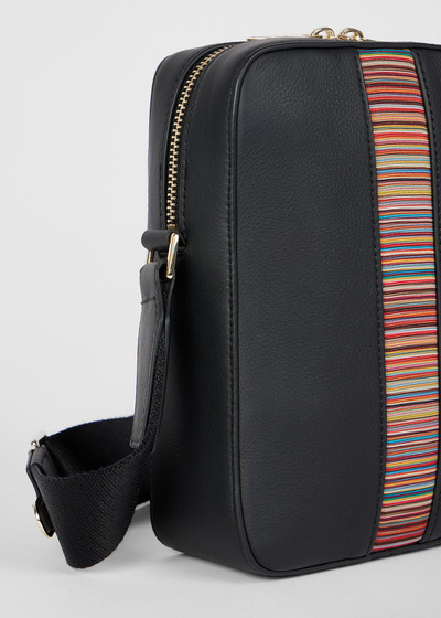 Paul Smith Black 'Signature Stripe' Leather Flight Bag outlook