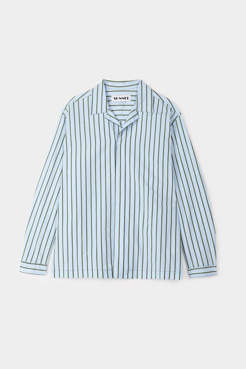REGULAR SHIRT / green & blue stripes 1