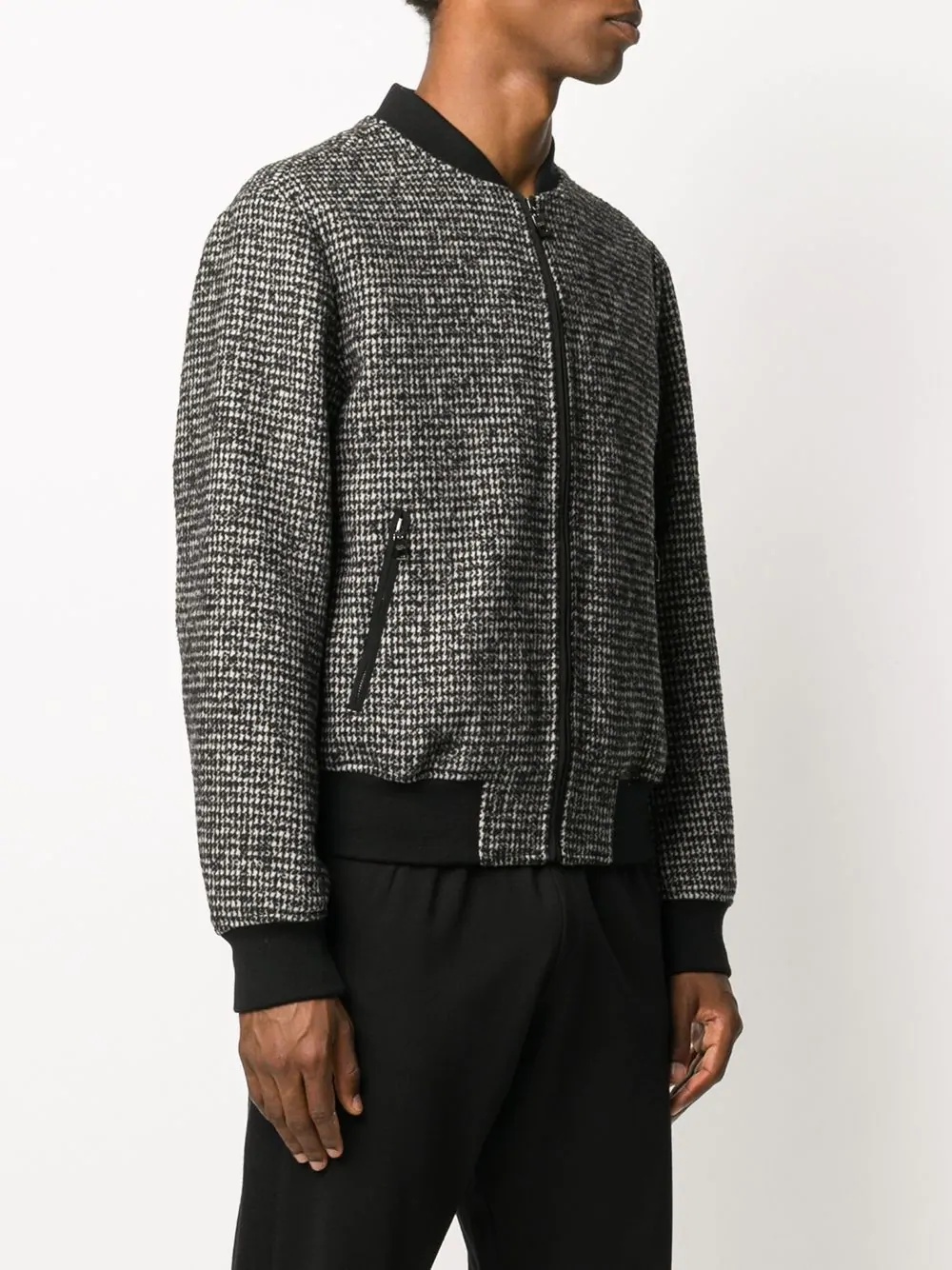 houndstooth-pattern bomber jacket - 3