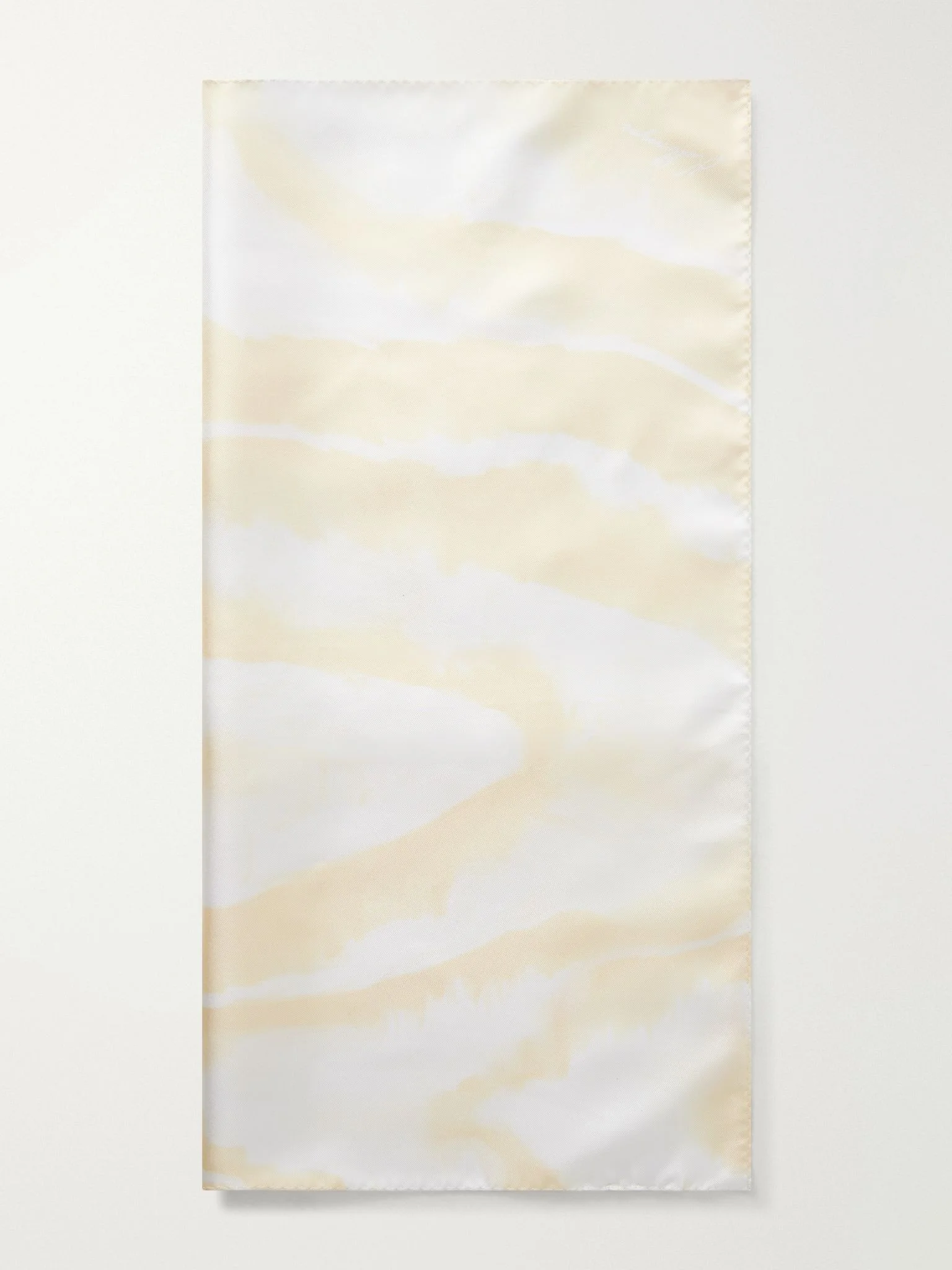 Oil Moire printed silk-twill scarf Cream - 1