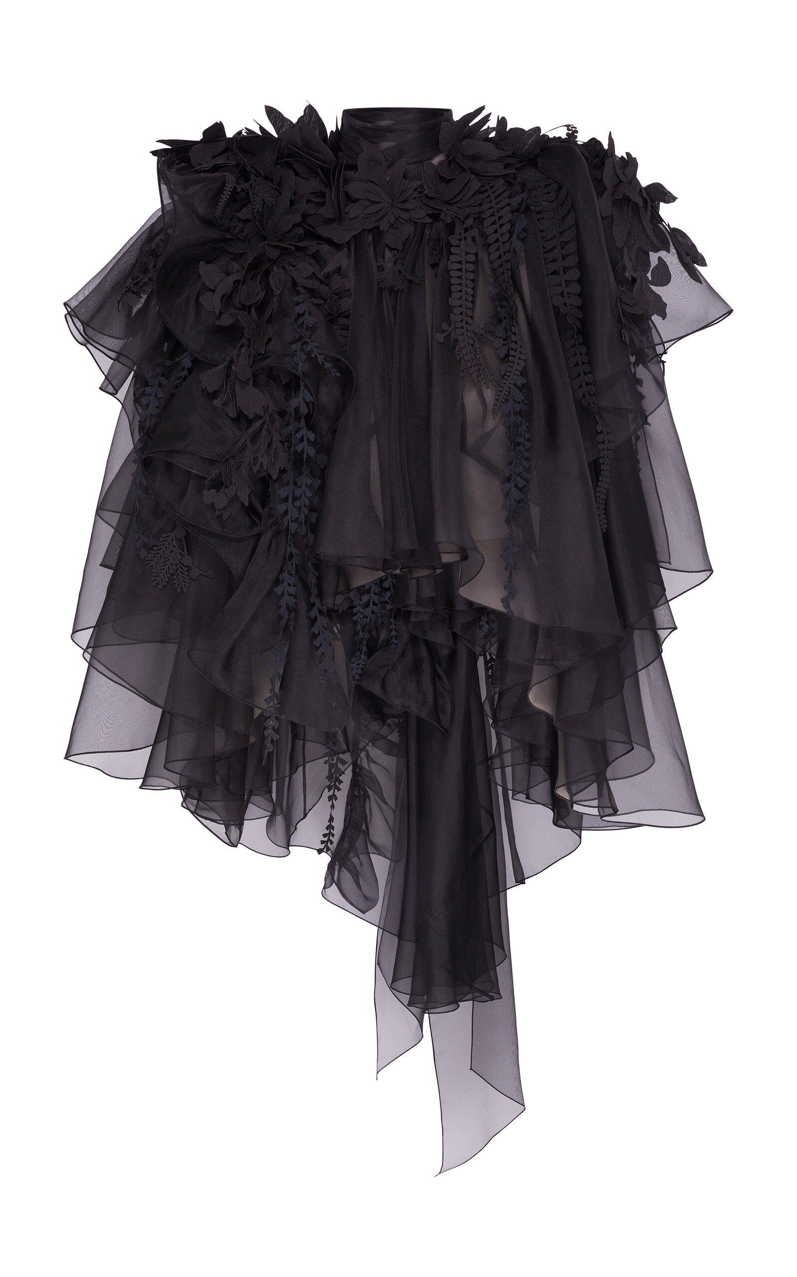 Hypnotic Applique Cascade Silk Top black - 1