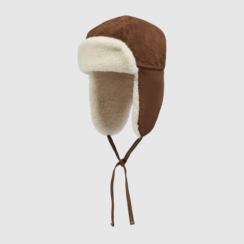 GG suede hat with ear flaps 1