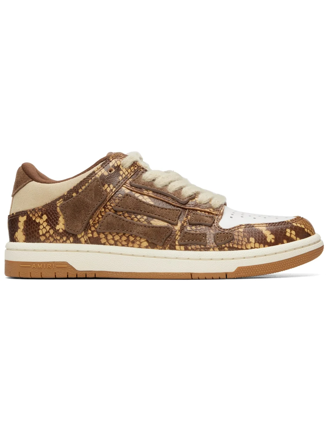 Brown Printed Python Skel Top Low Sneakers - 1