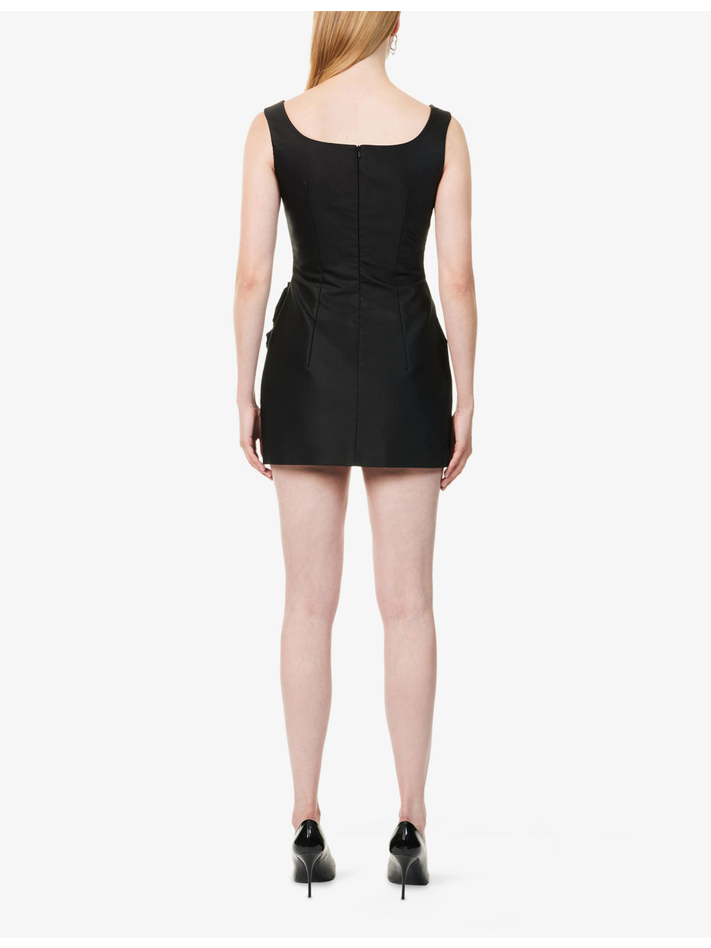 Flower-Embellished Flared Cotton Mini Dress - 4