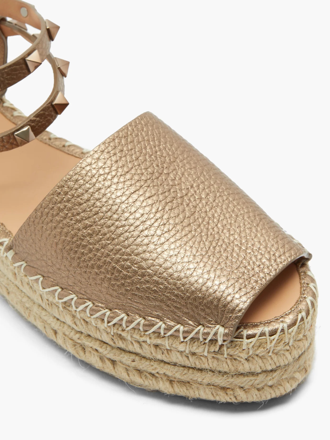 Rockstud wraparound leather espadrilles - 6