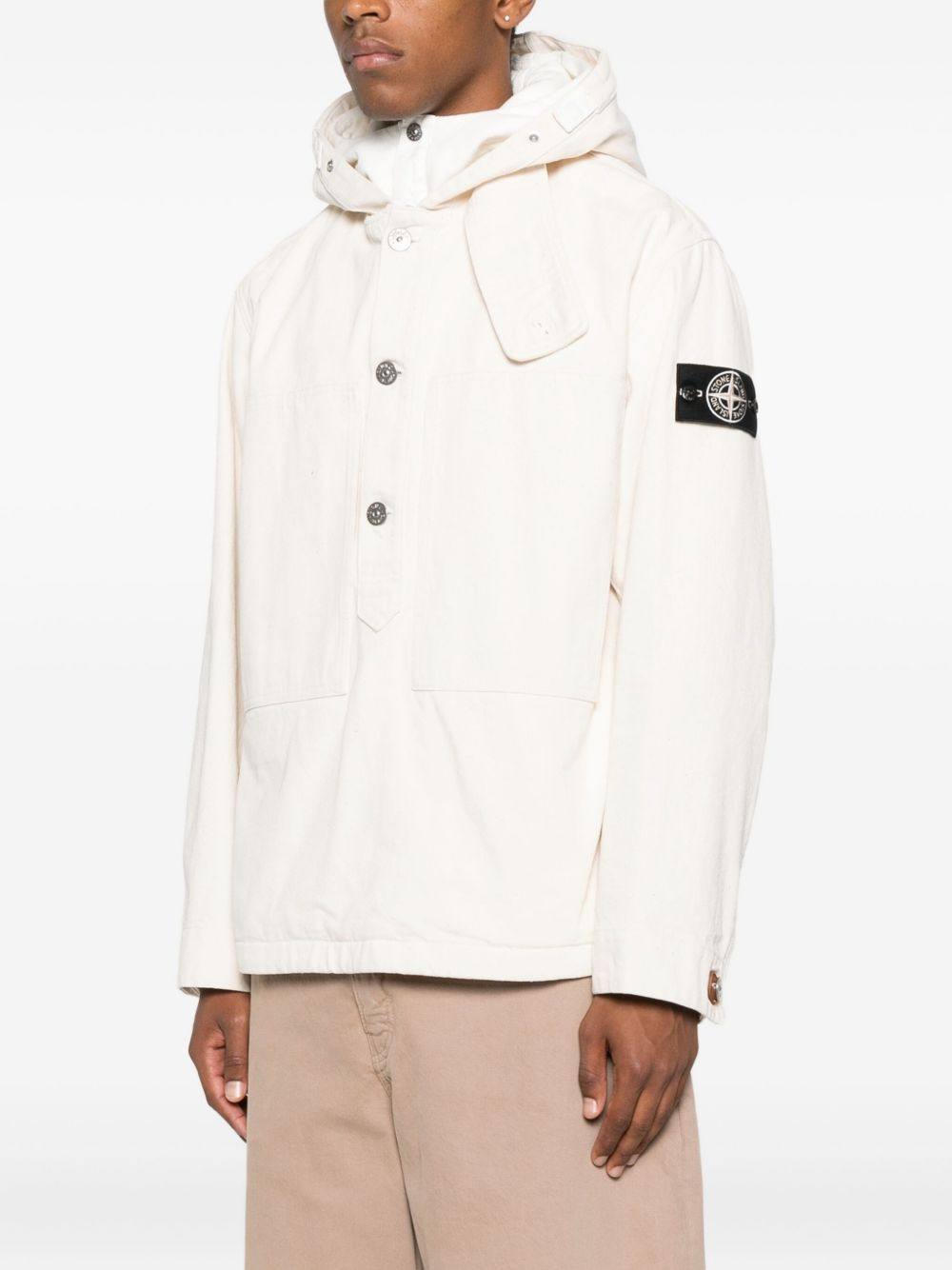 logo-patch hooded jacket - 3