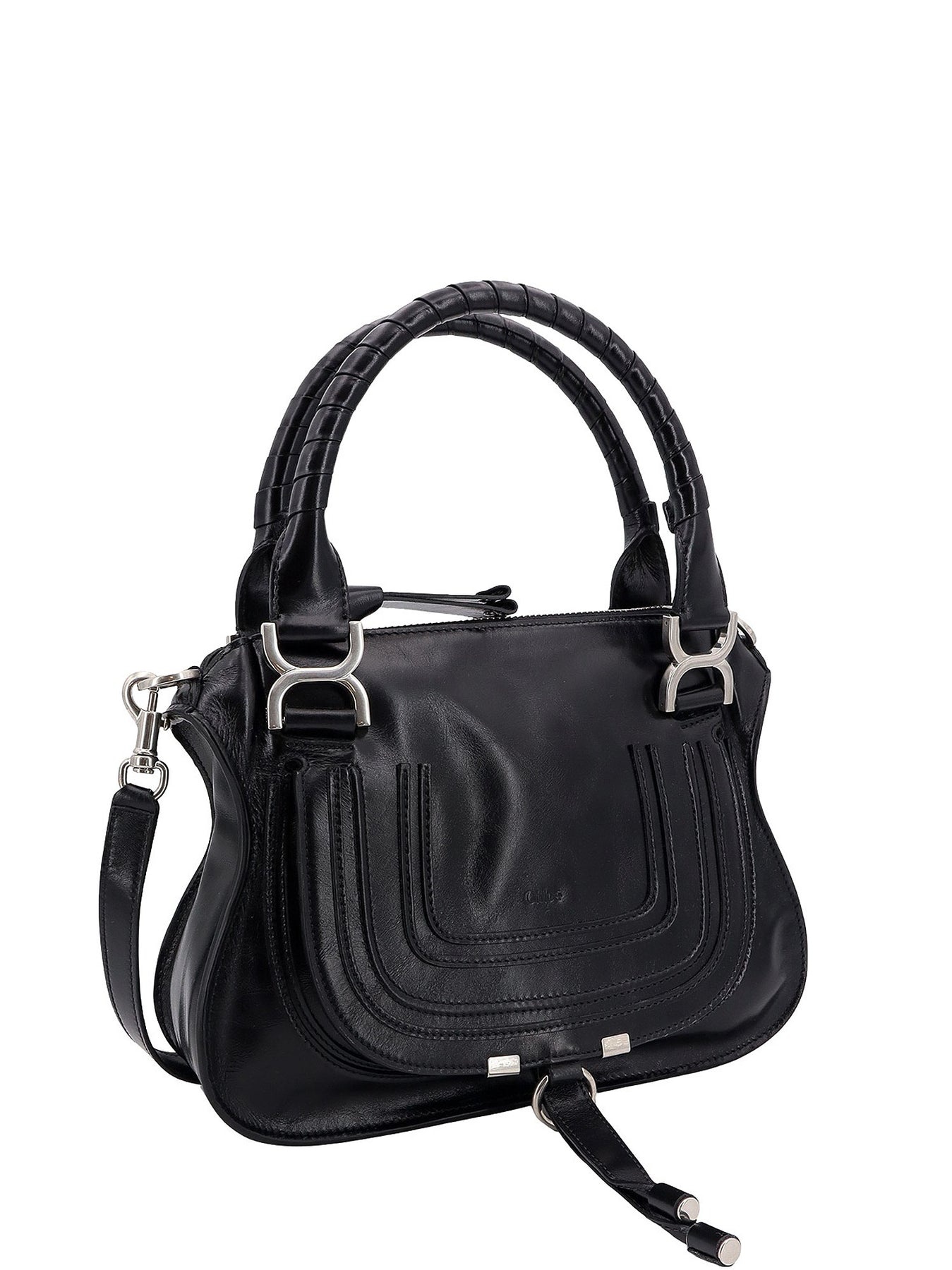 Patent leather shoulder bag with engraved logo - 3