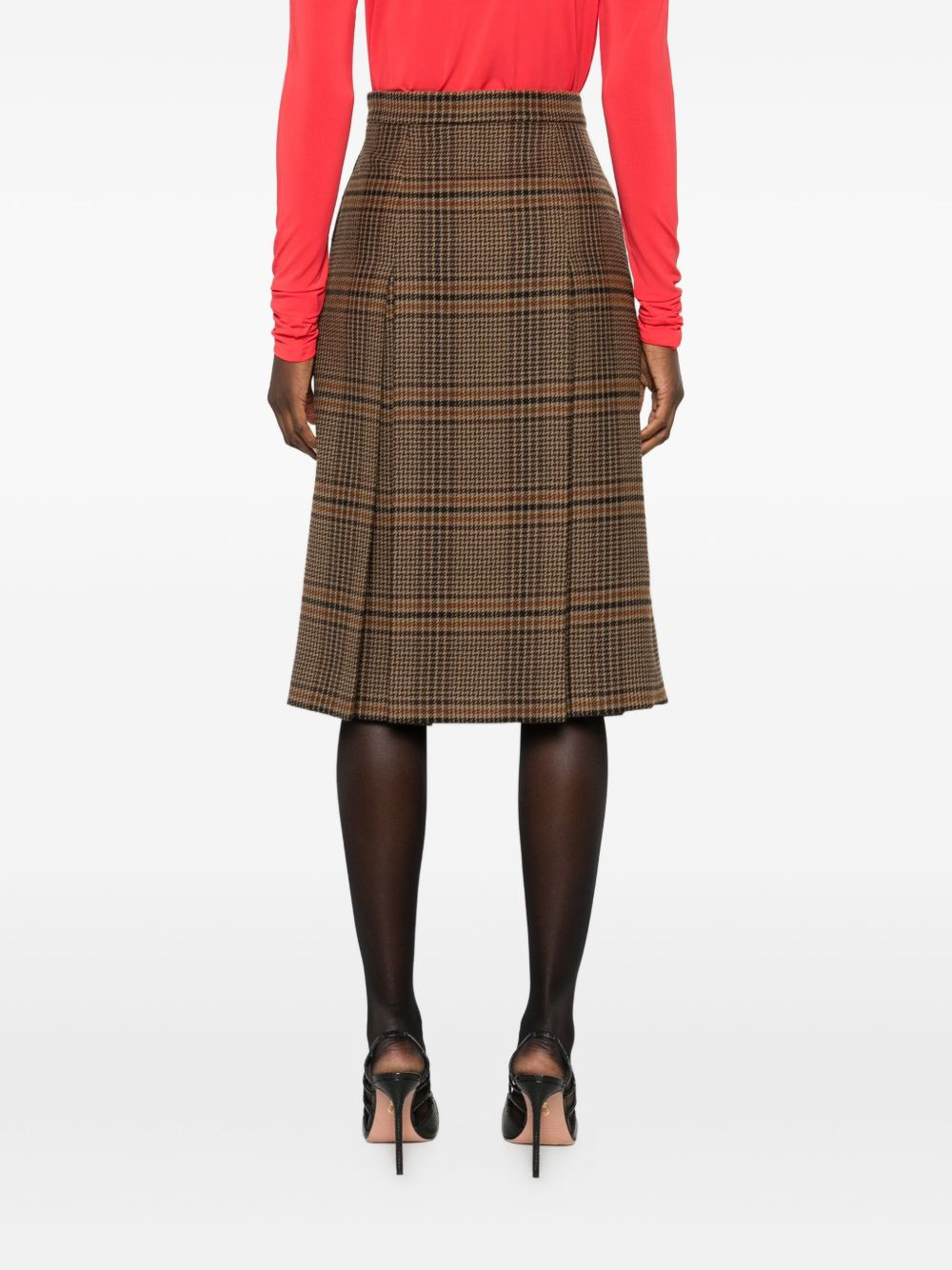 pleated plaid midi skirt - 4