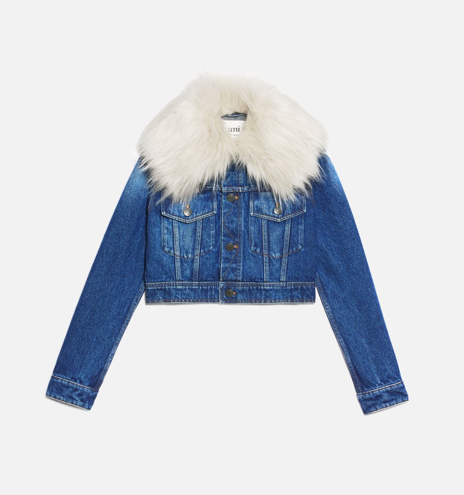 Denim Jacket With Synthetic Fur Collar - 2