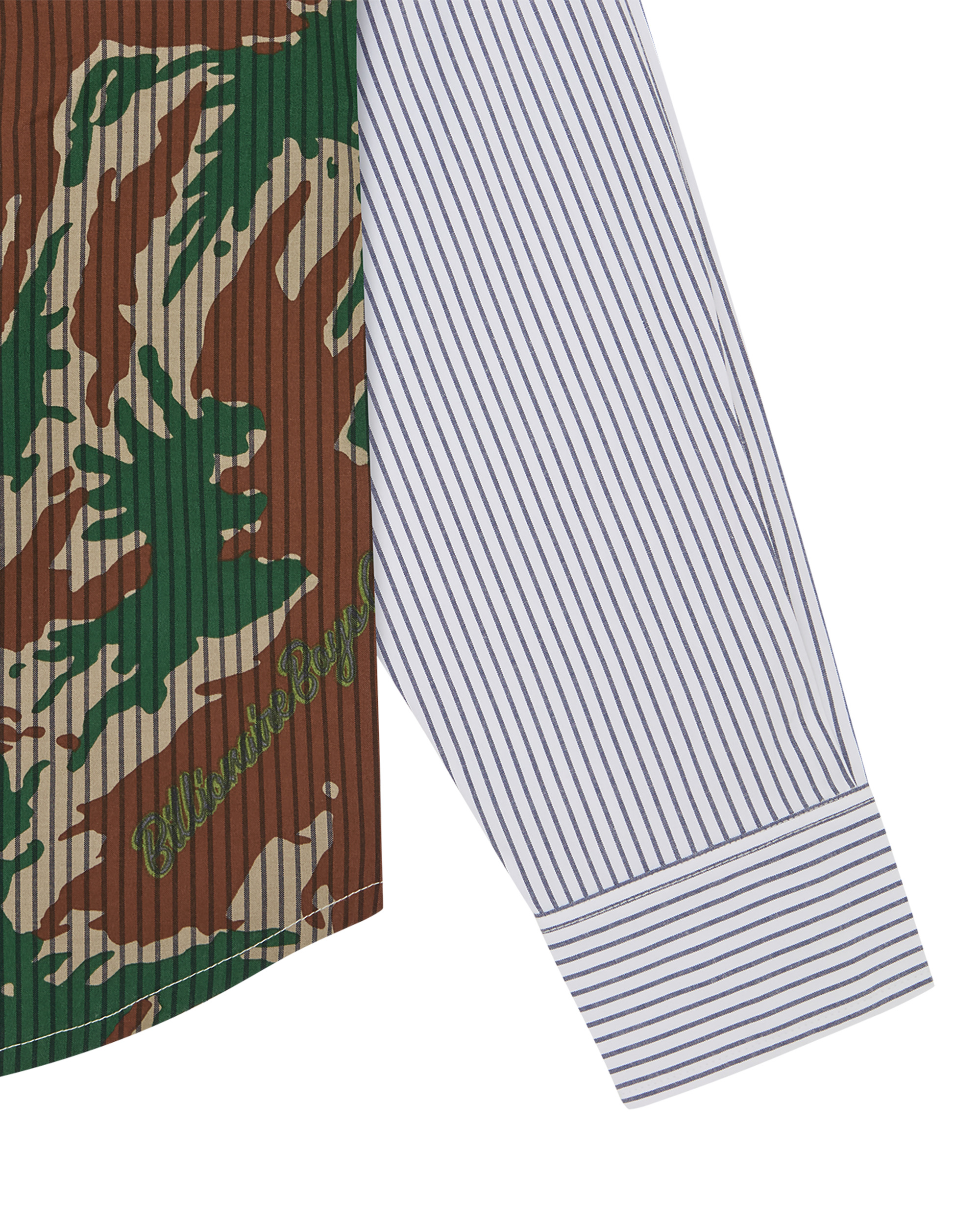 BURST CAMO HALF PRINT POPLIN STRIPE SHIRT - 5