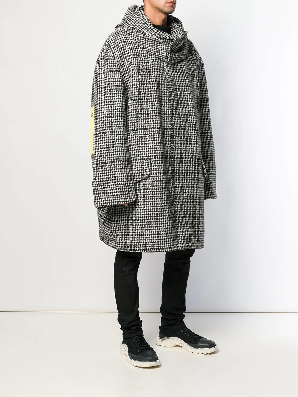 hooded houndstooth coat - 3