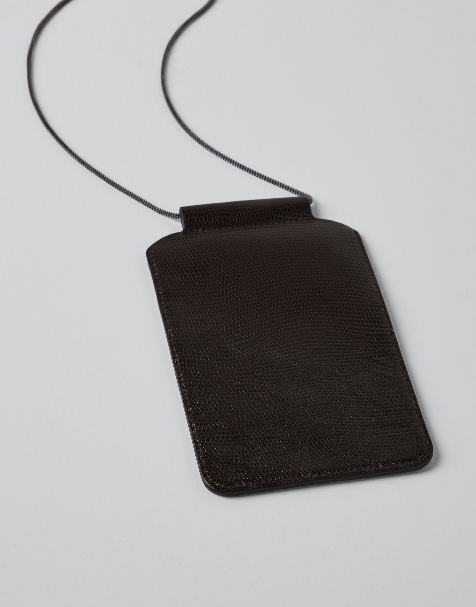 Lizard print leather phone bag with precious chain - 2