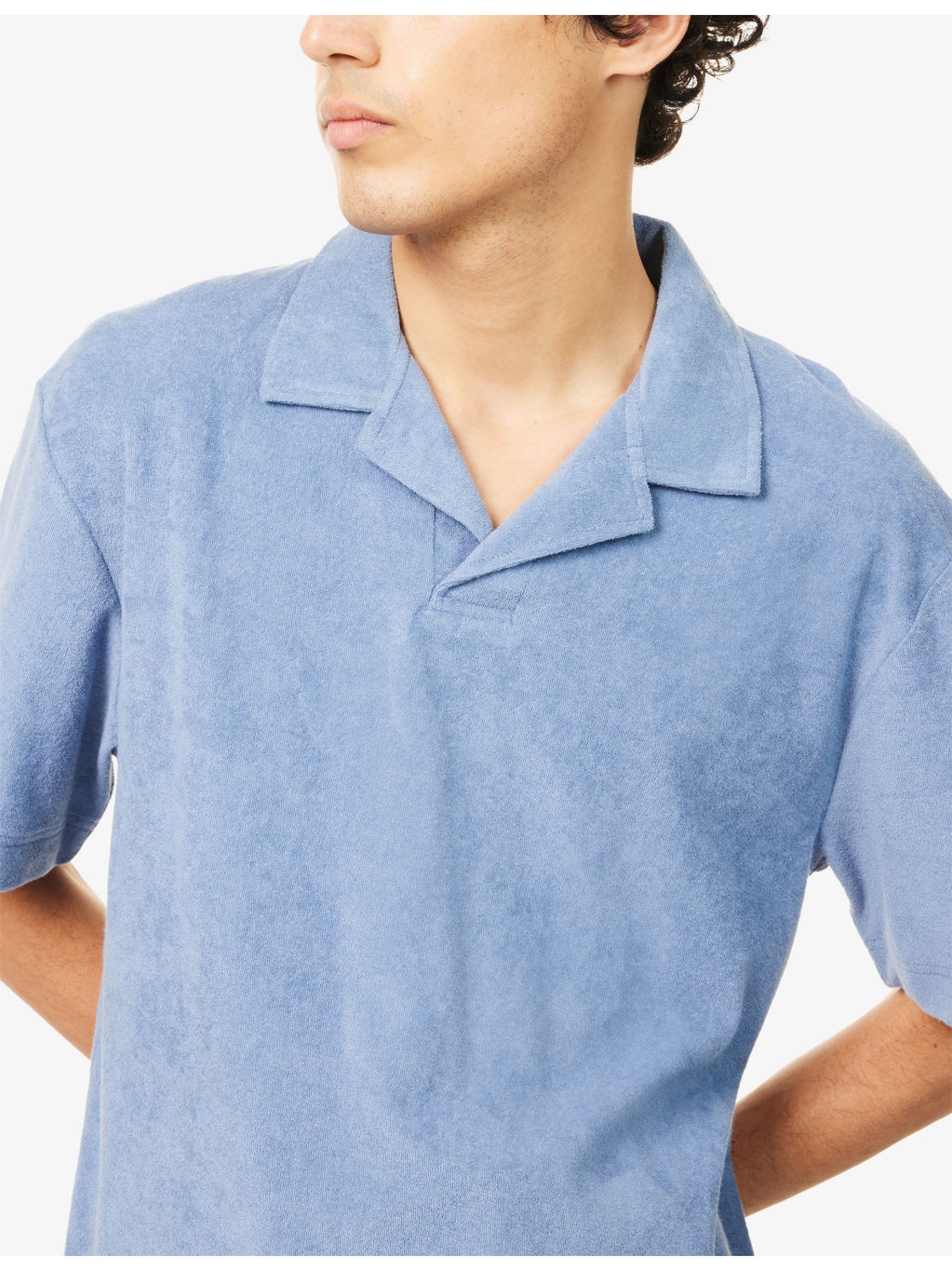 Towelling Camp-Collar Cotton Polo Shirt - 5