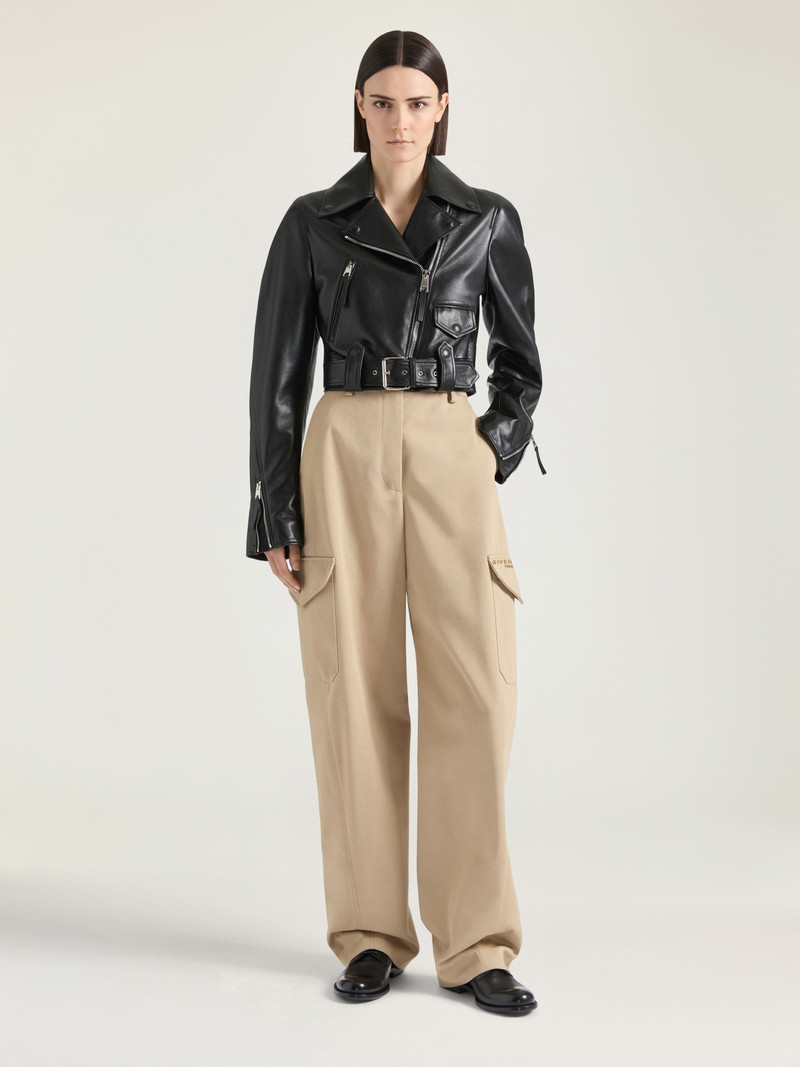 Givenchy CROPPED COCOON BIKER JACKET IN LEATHER outlook