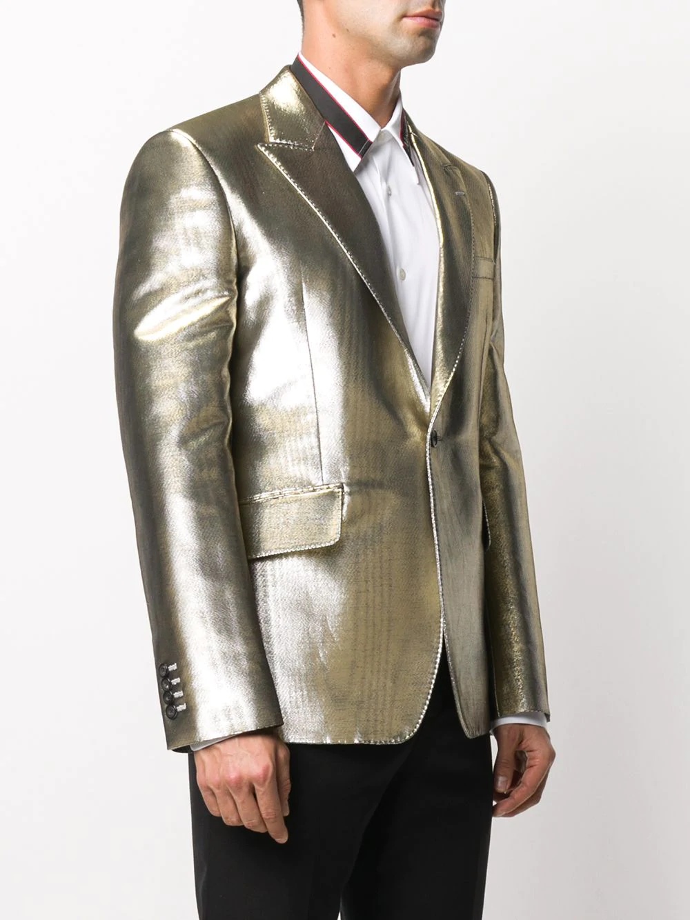 metallic-finish single-breasted blazer - 3