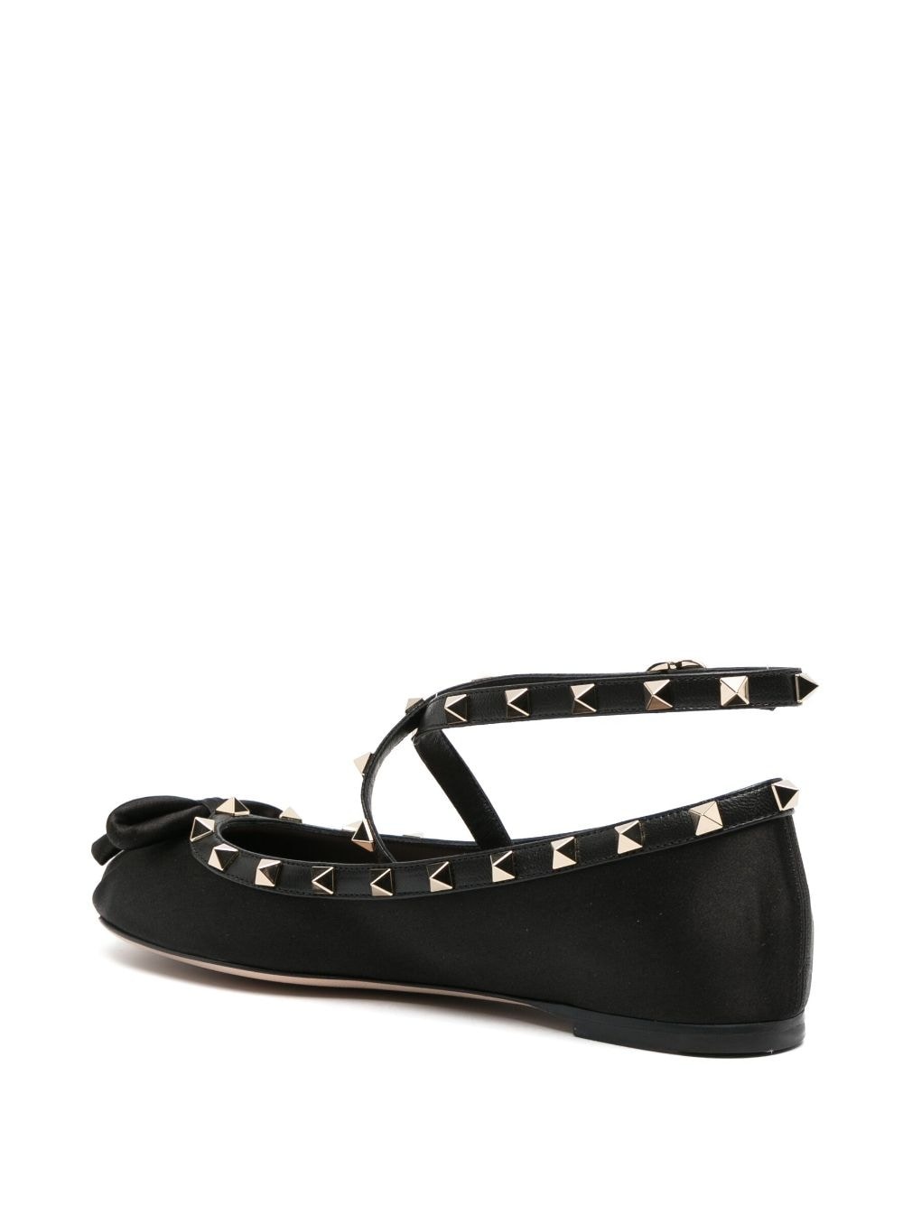 Rockstud satin ballerina shoes - 3