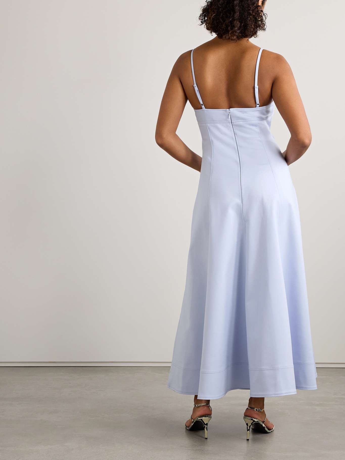 Marisol paneled cotton-blend maxi dress Sky blue - 3