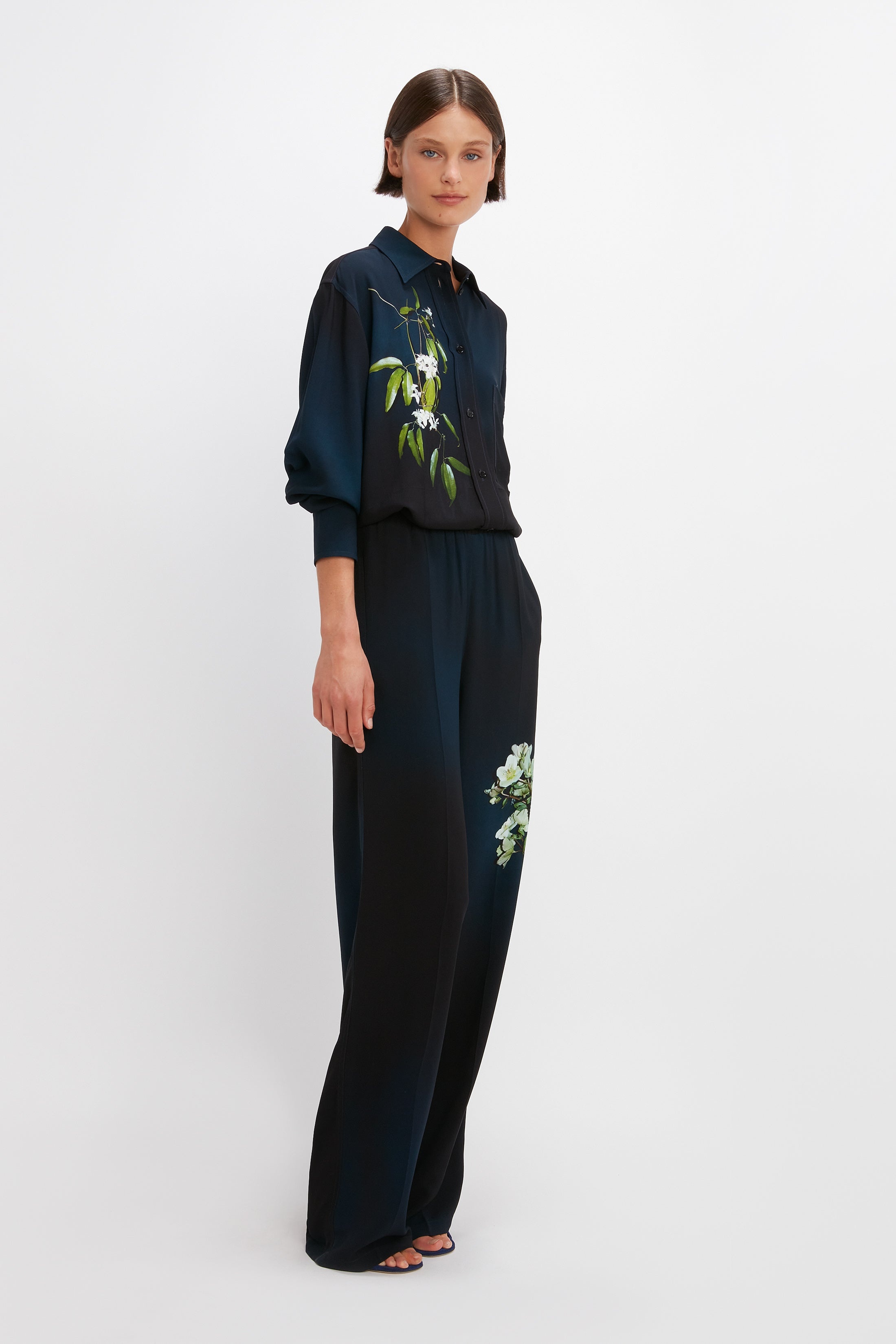 Pyjama Trouser in Navy Ombré & Floral - 5