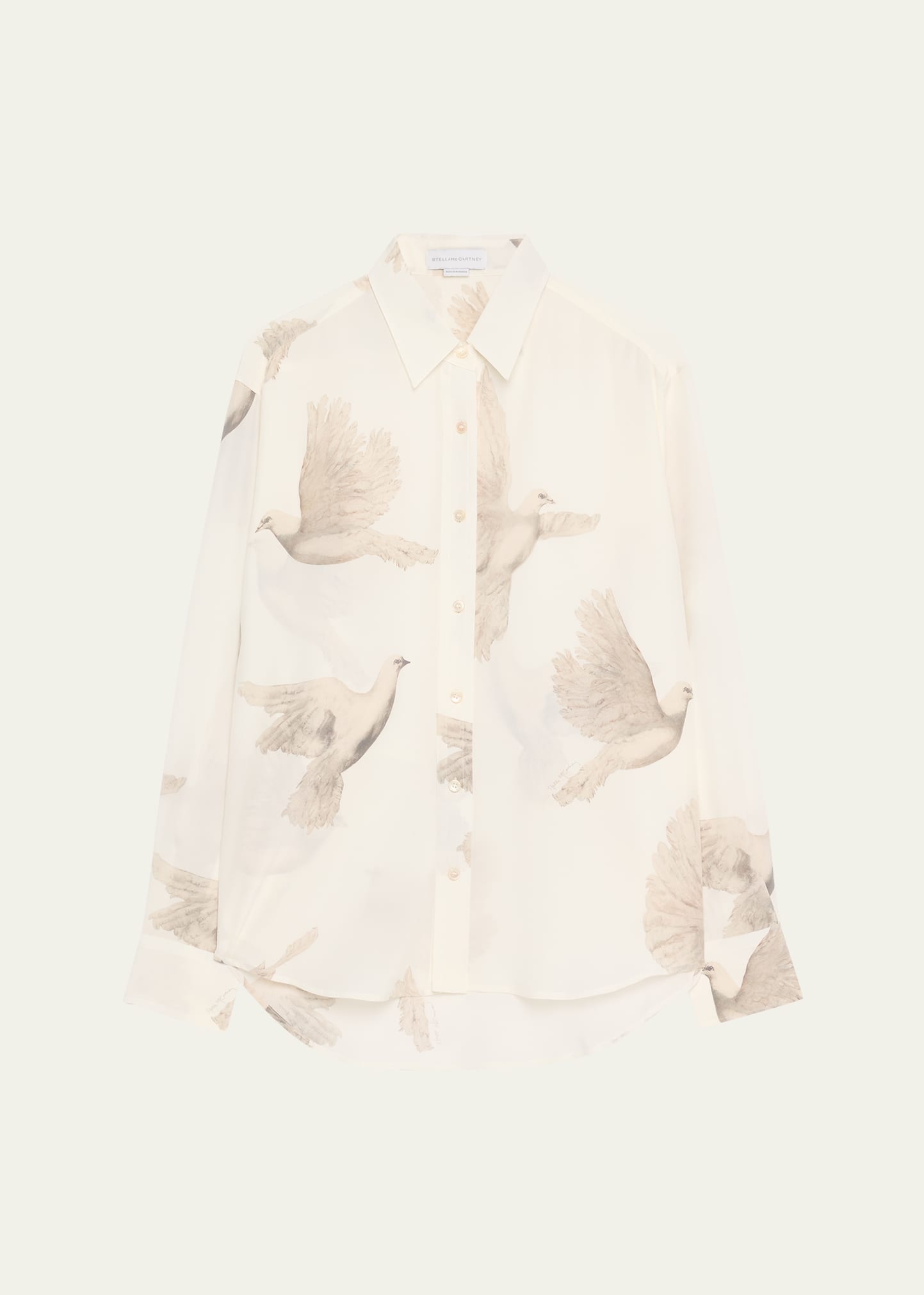 Bird Print Oversized Silk Top - 1