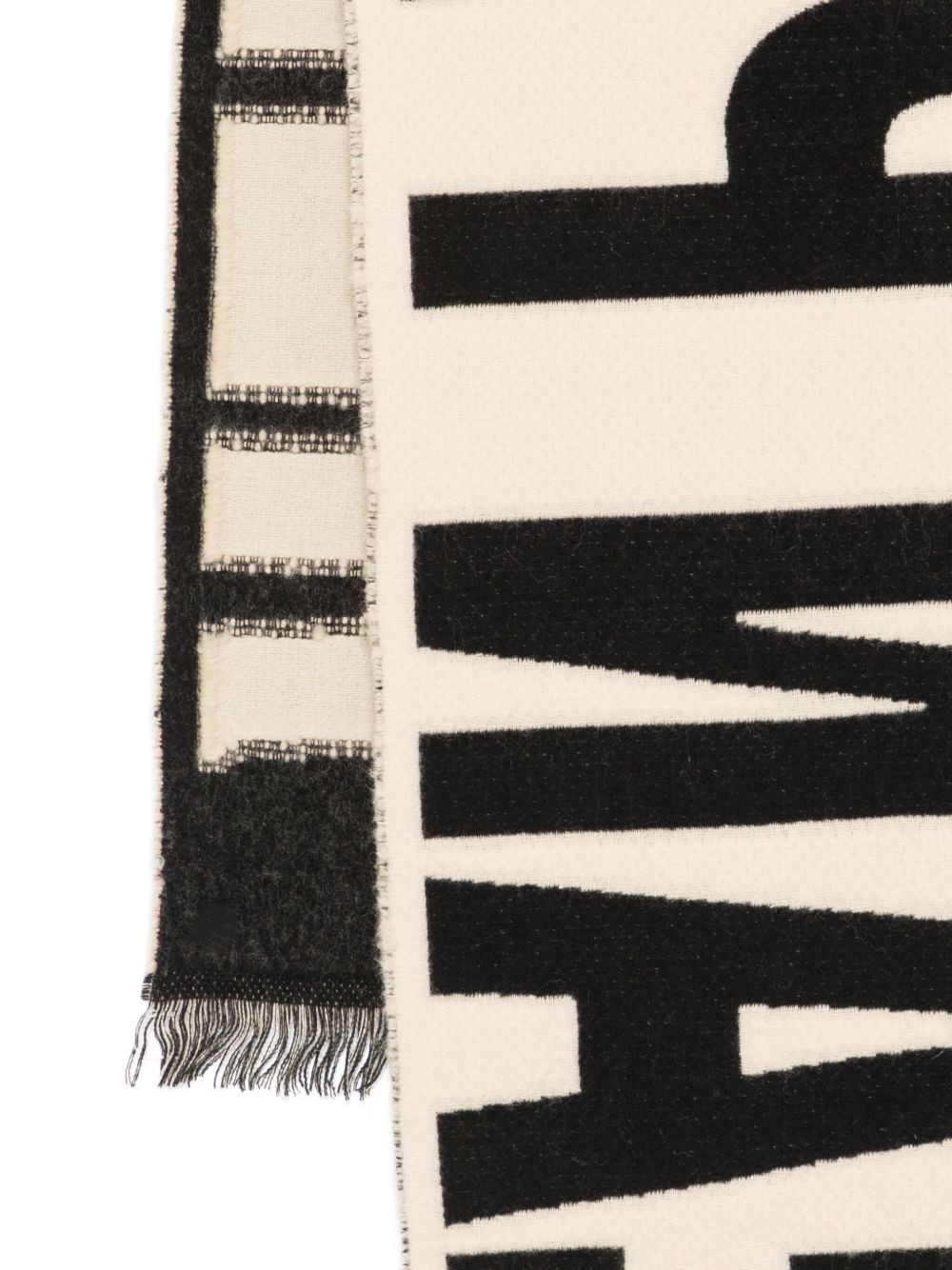 logo-detail wool scarf - 3