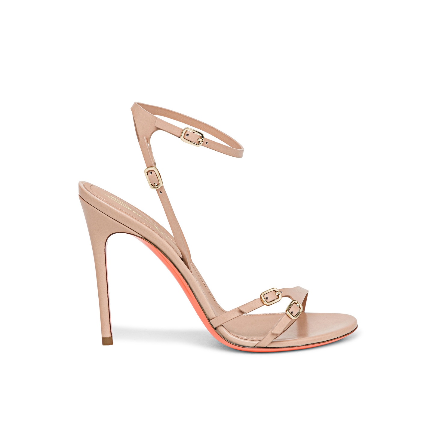 Women’s pink leather high-heel sandal - 1