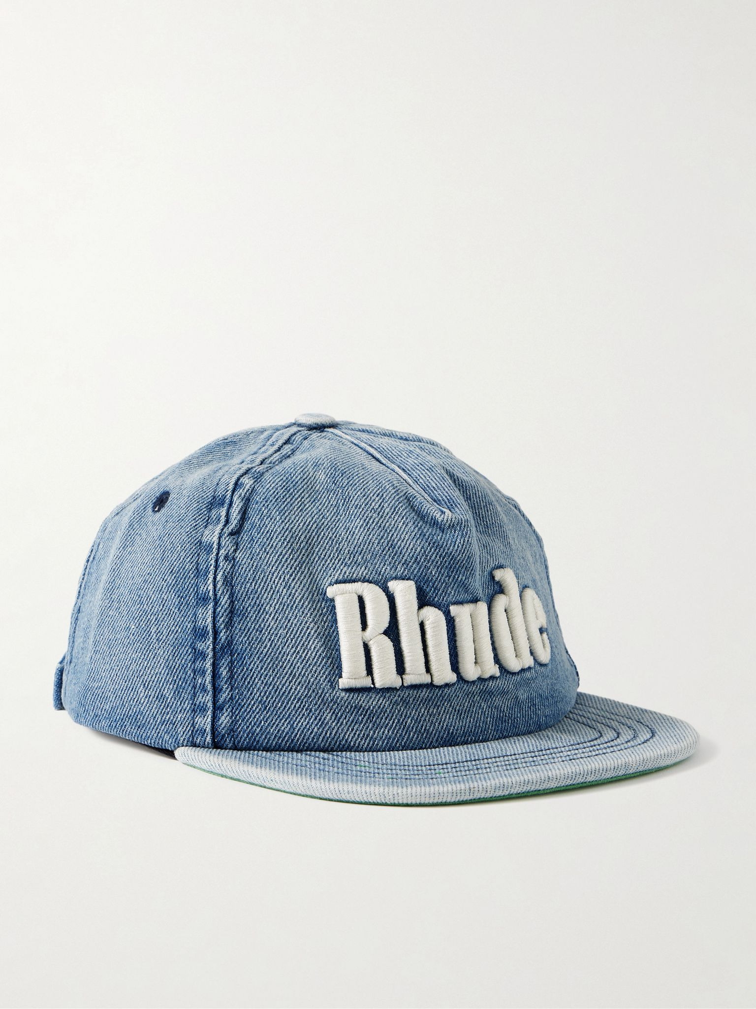 Logo-Embroidered Denim Baseball Cap Blue - 1