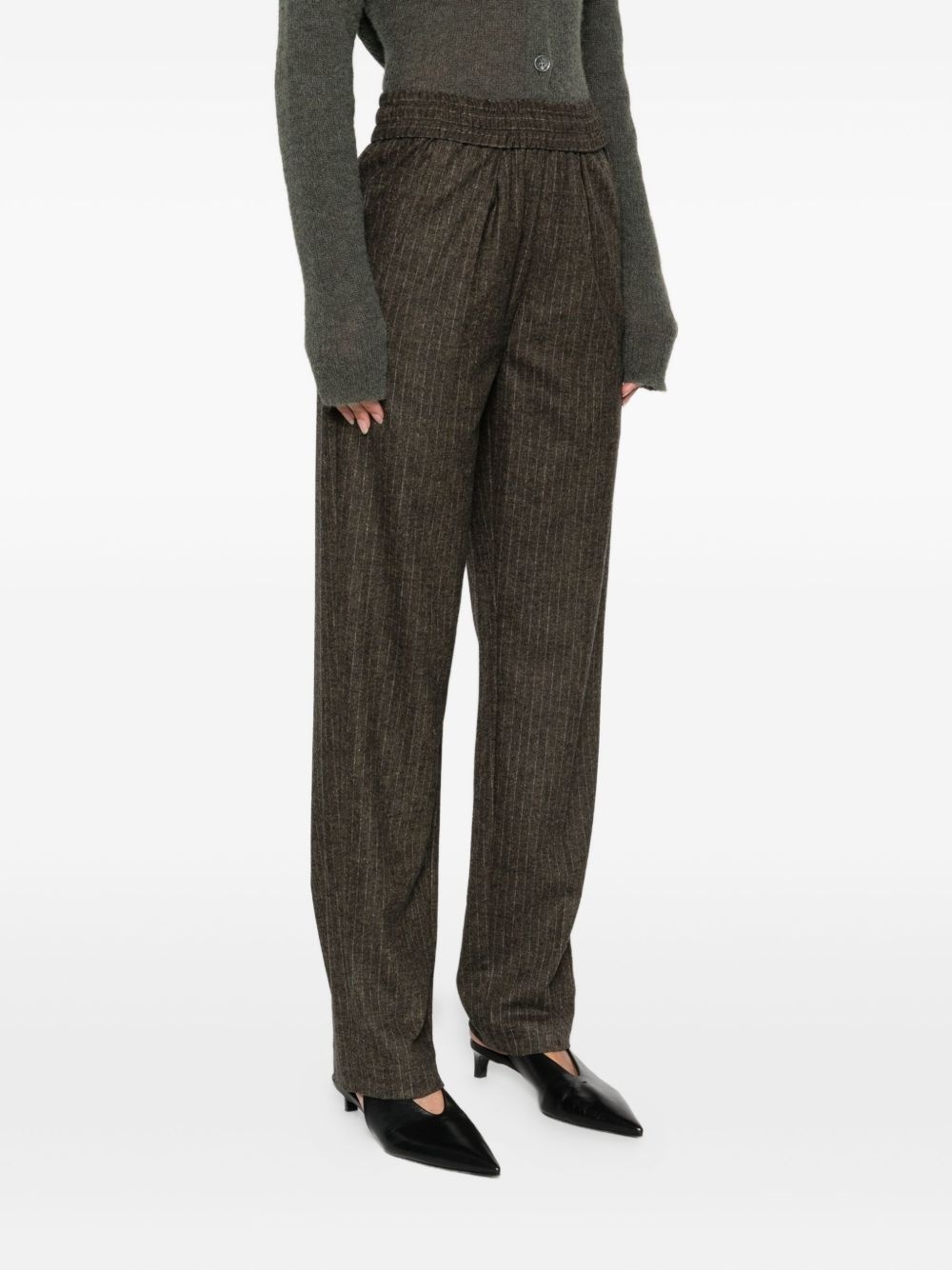 pinstripe elastic-waist tailored trousers - 3