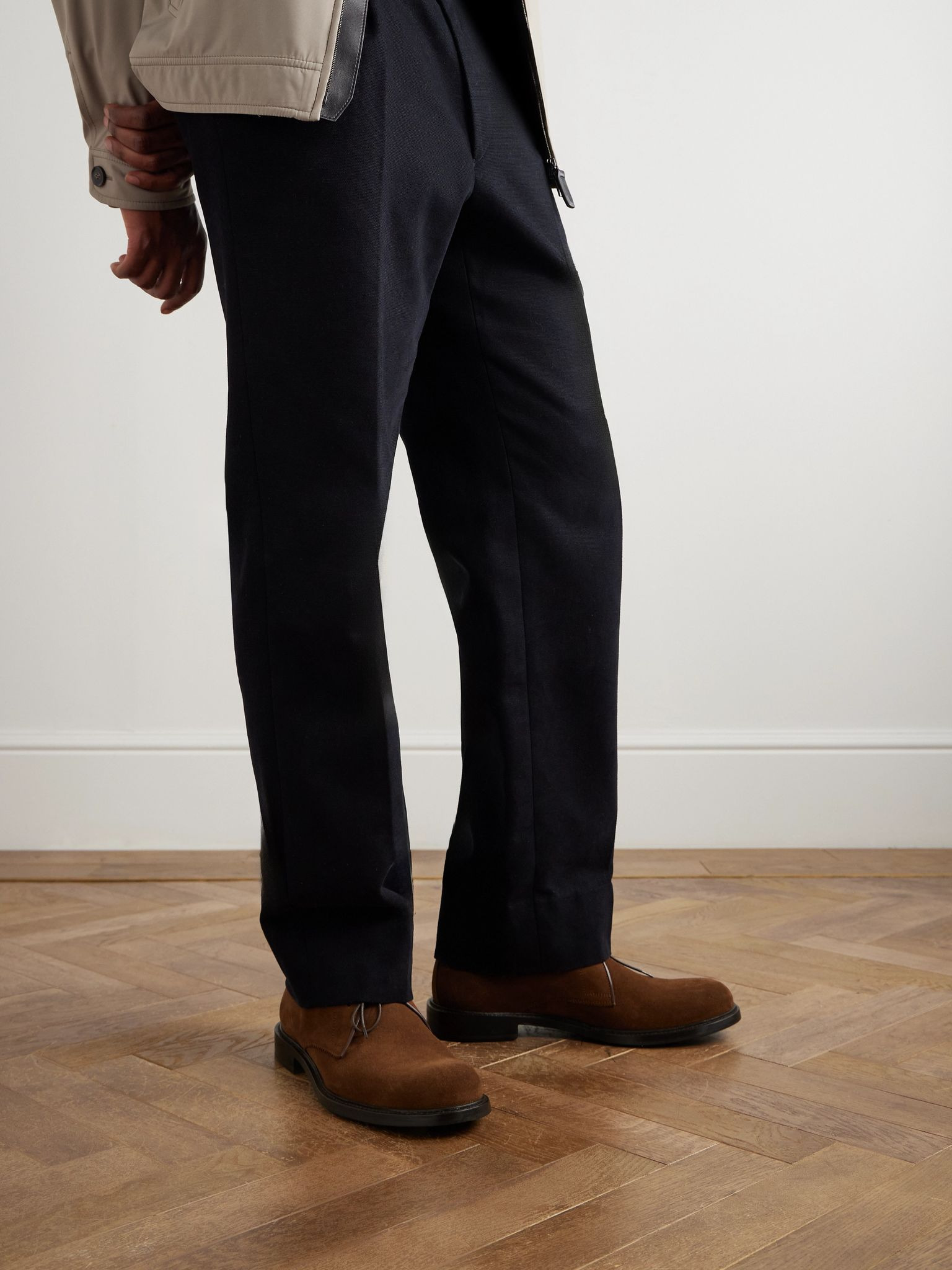 Leather-Trimmed Suede Desert Boots Brown - 2