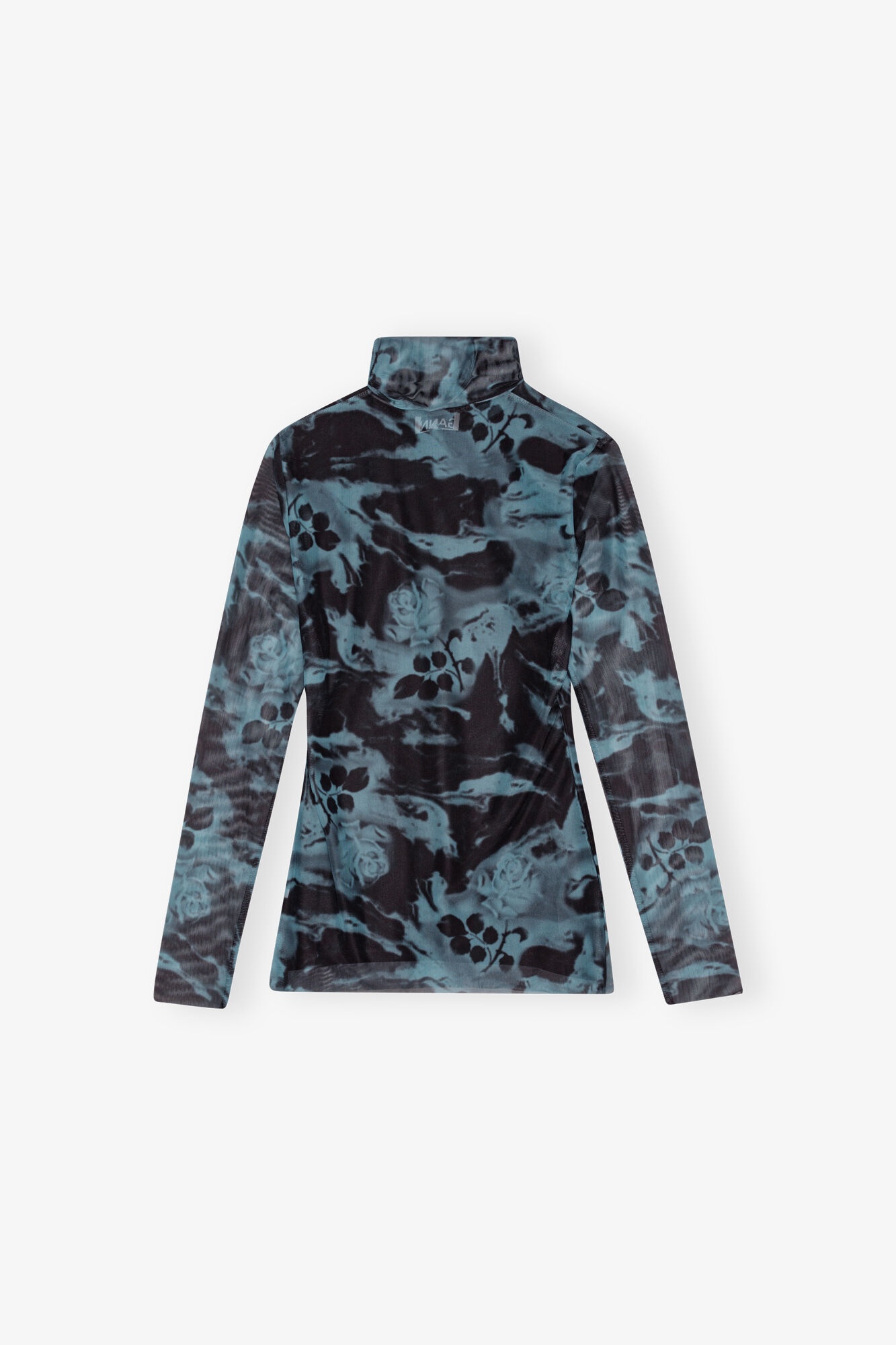 BLUE PRINTED MESH LONG SLEEVE ROLLNECK - 6
