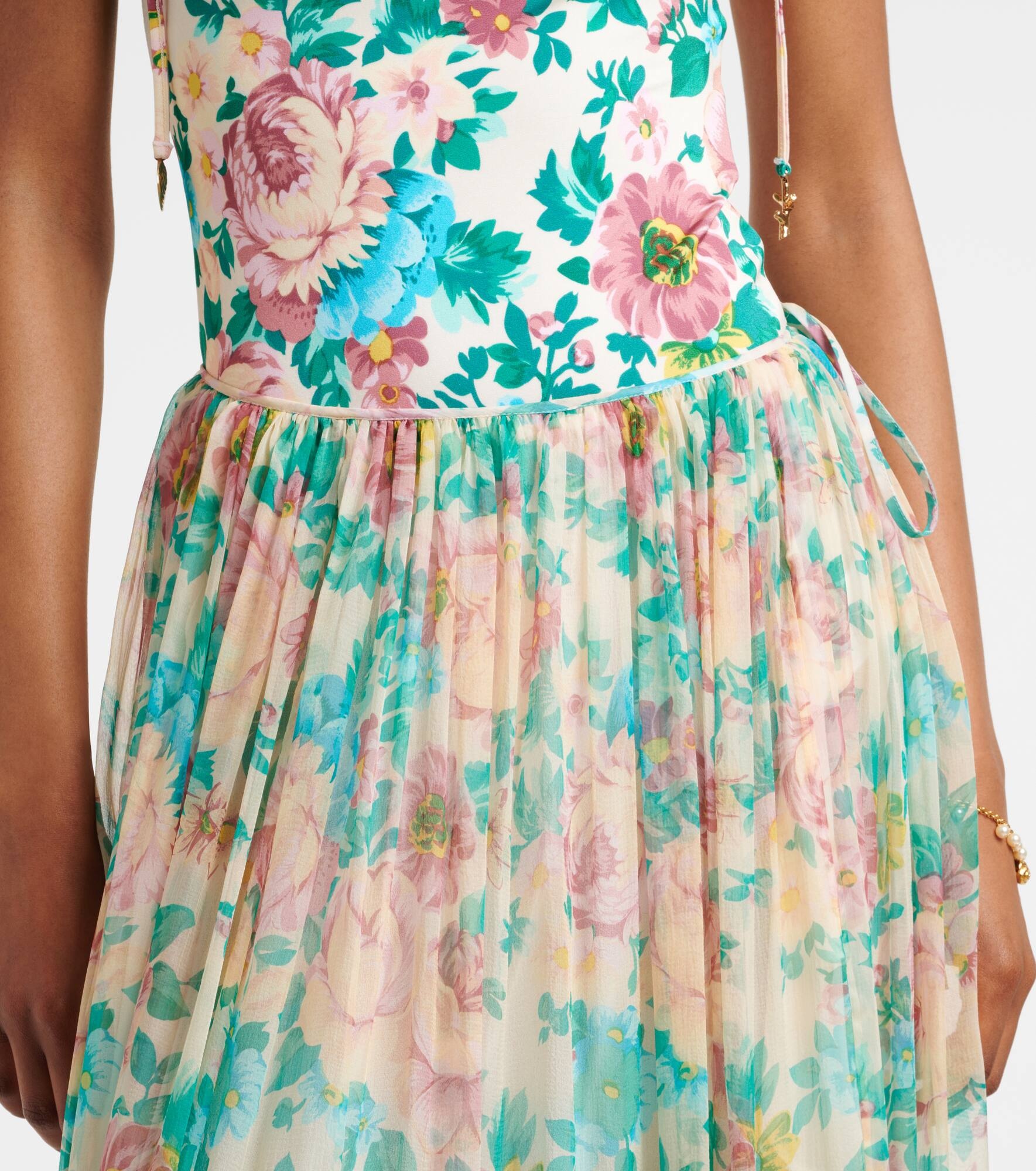 Floral silk mousseline maxi skirt - 4