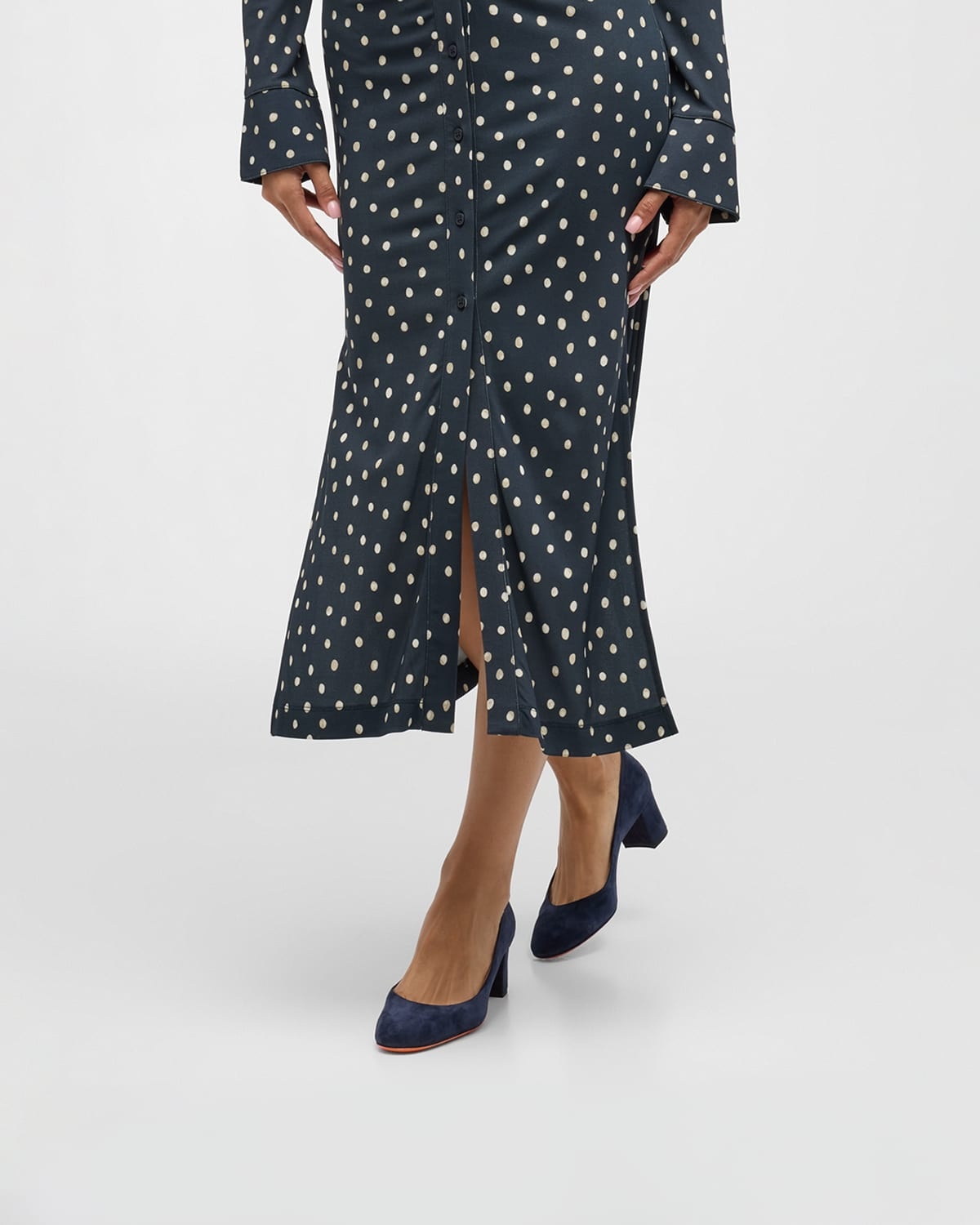 Suede Block-Heel Pumps - 2