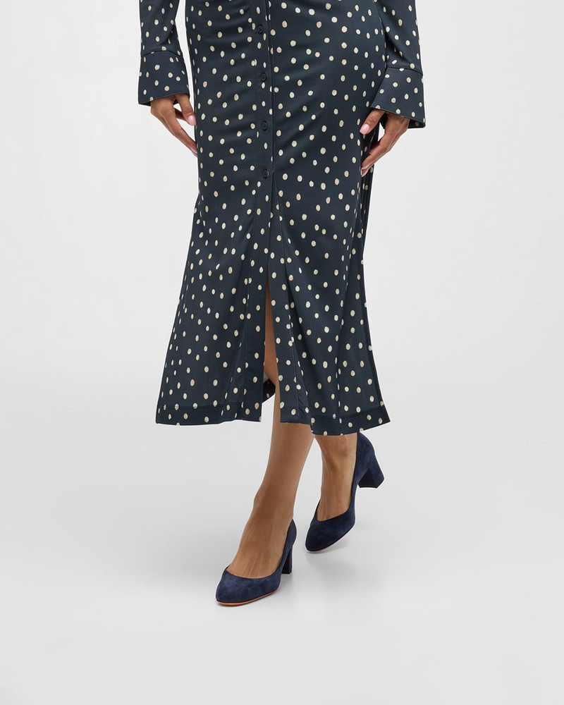 Santoni Suede Block-Heel Pumps outlook