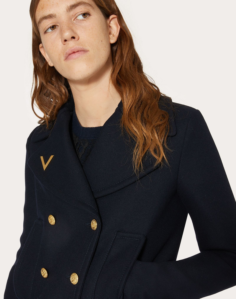 Drill Drap Peacoat with Gold V Detail 5