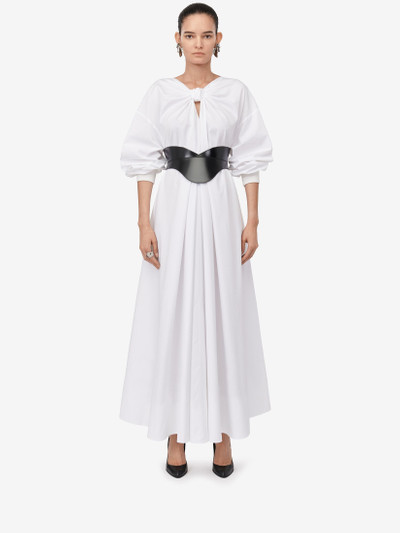 Alexander McQueen Women's Cocoon Sleeve Knot Midi Dress in Optic White outlook