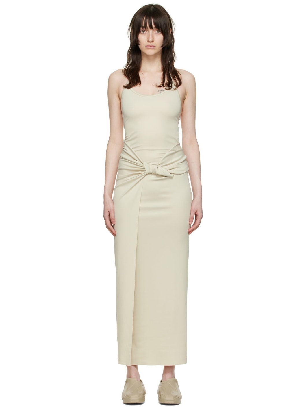 Beige Nylon Maxi Dress - 1