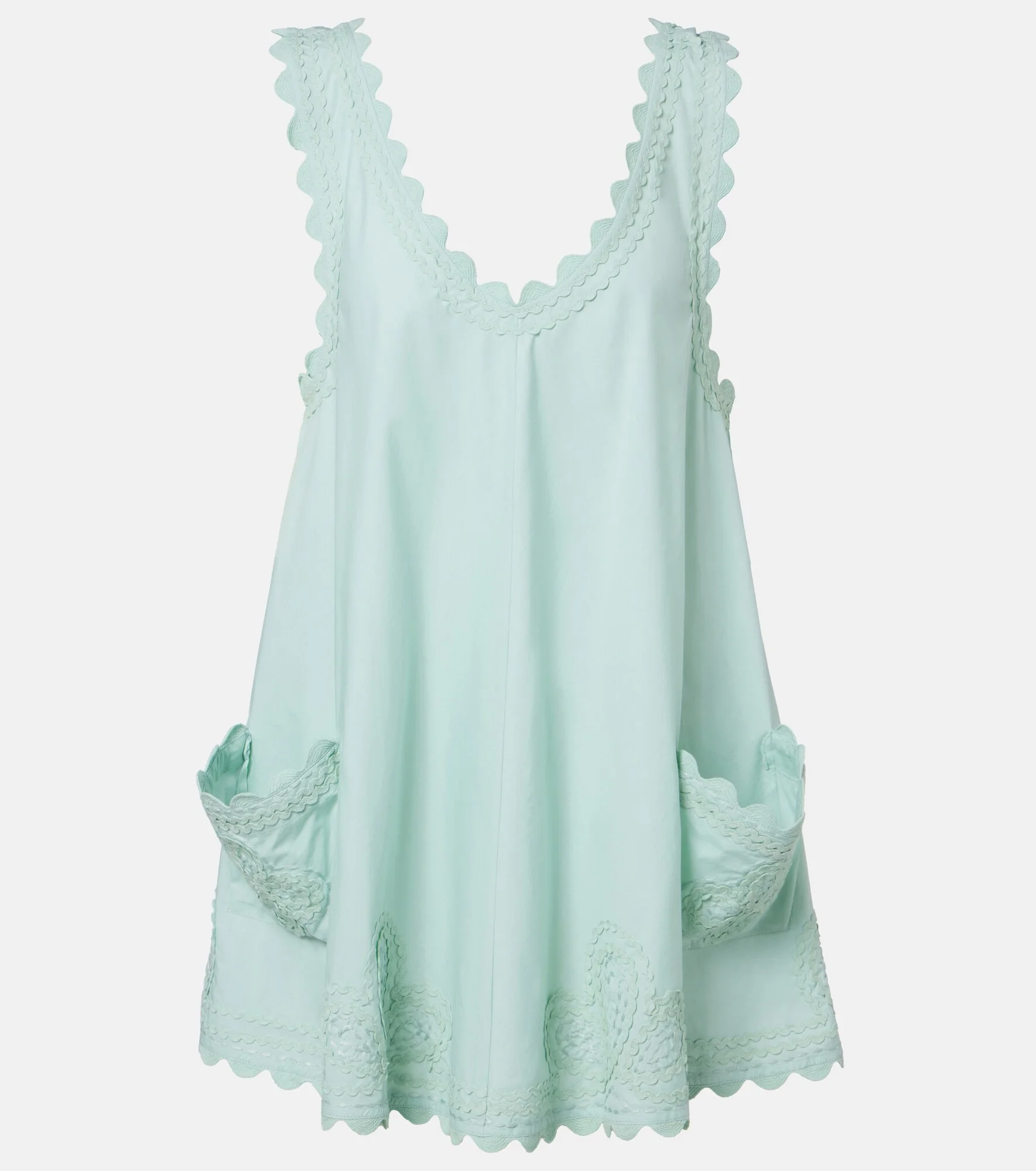 Embroidered scalloped cotton poplin minidress - 1