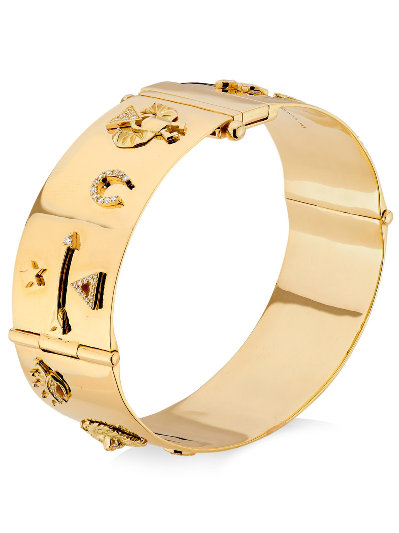 Women's Symbols Wide Triptych 18K Yellow Gold & 0.44 TCW Diamond Bangle - Gold 4