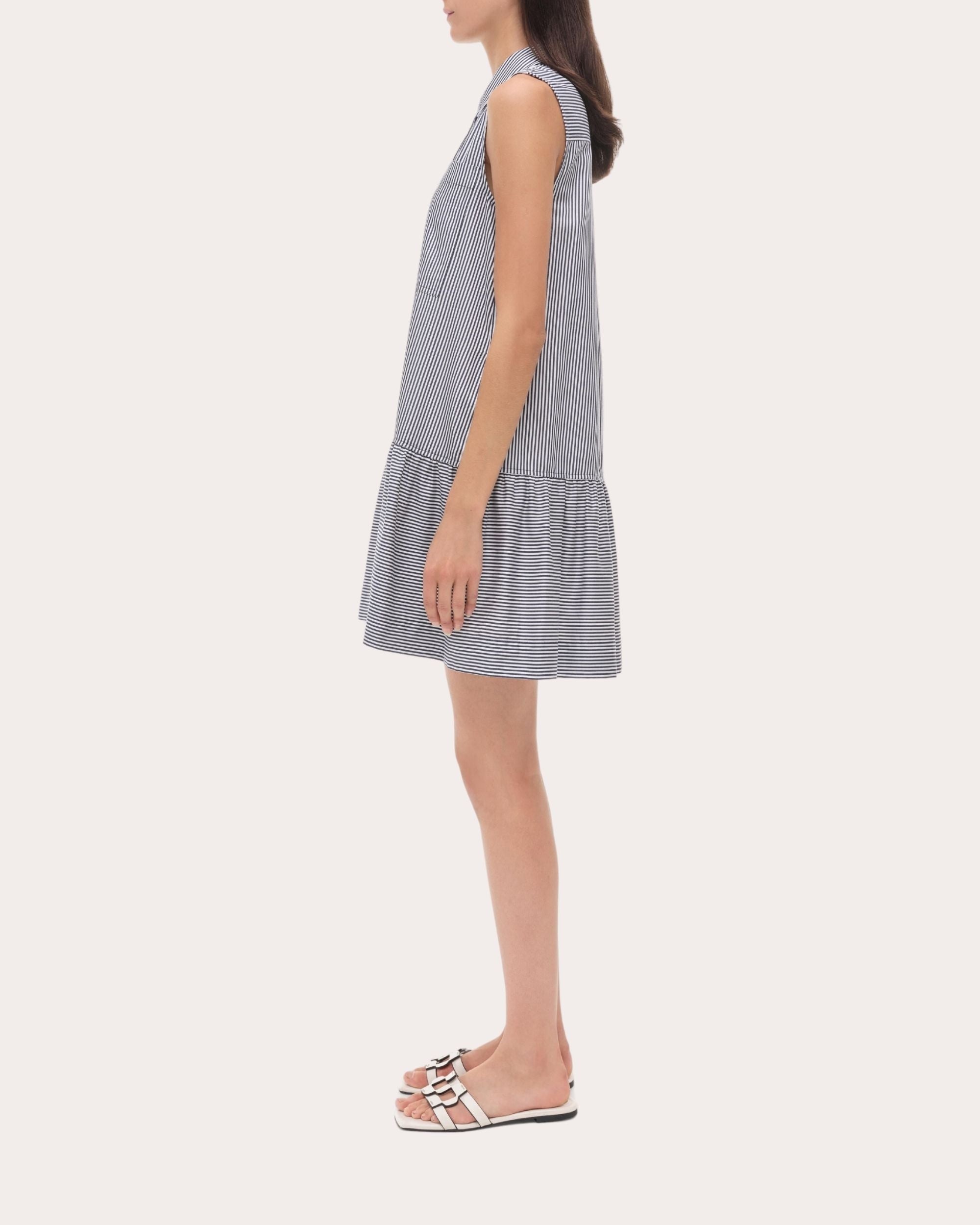 Candace Stripe Cotton Poplin Drop-Waist Shirt Dress - 3