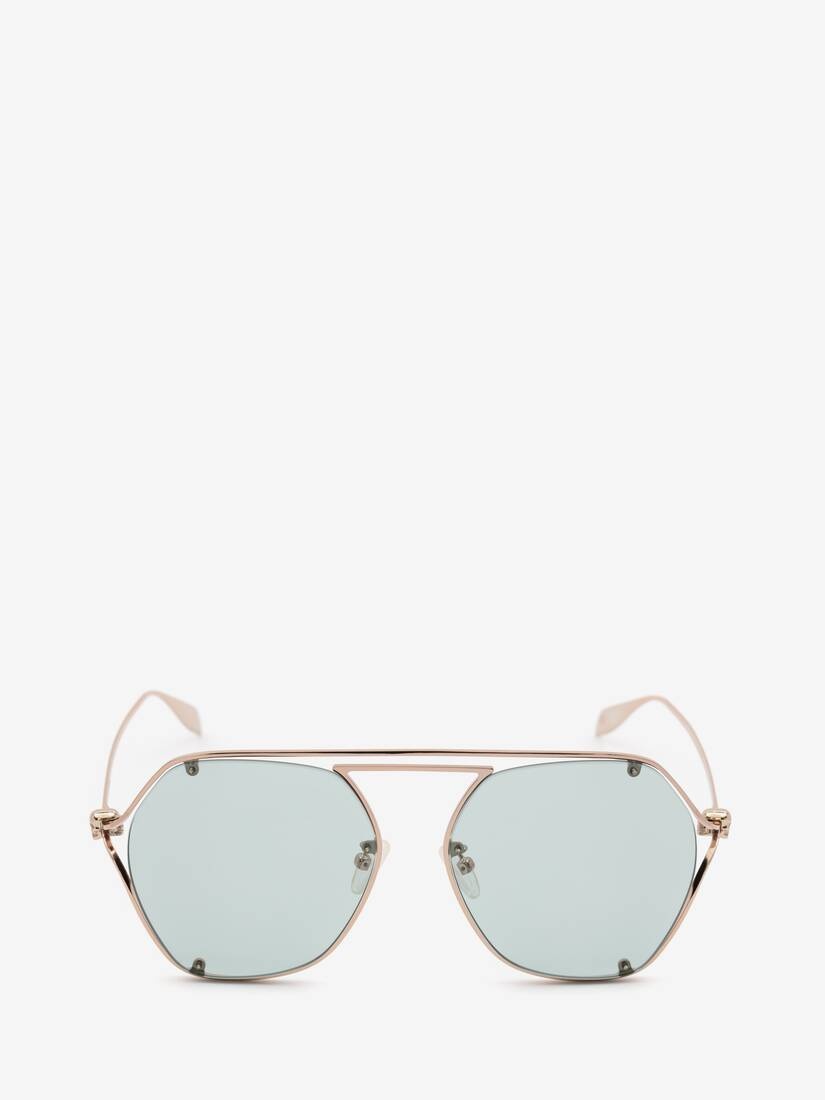 Skull Hinge Geometrical Sunglasses in Gold - 1