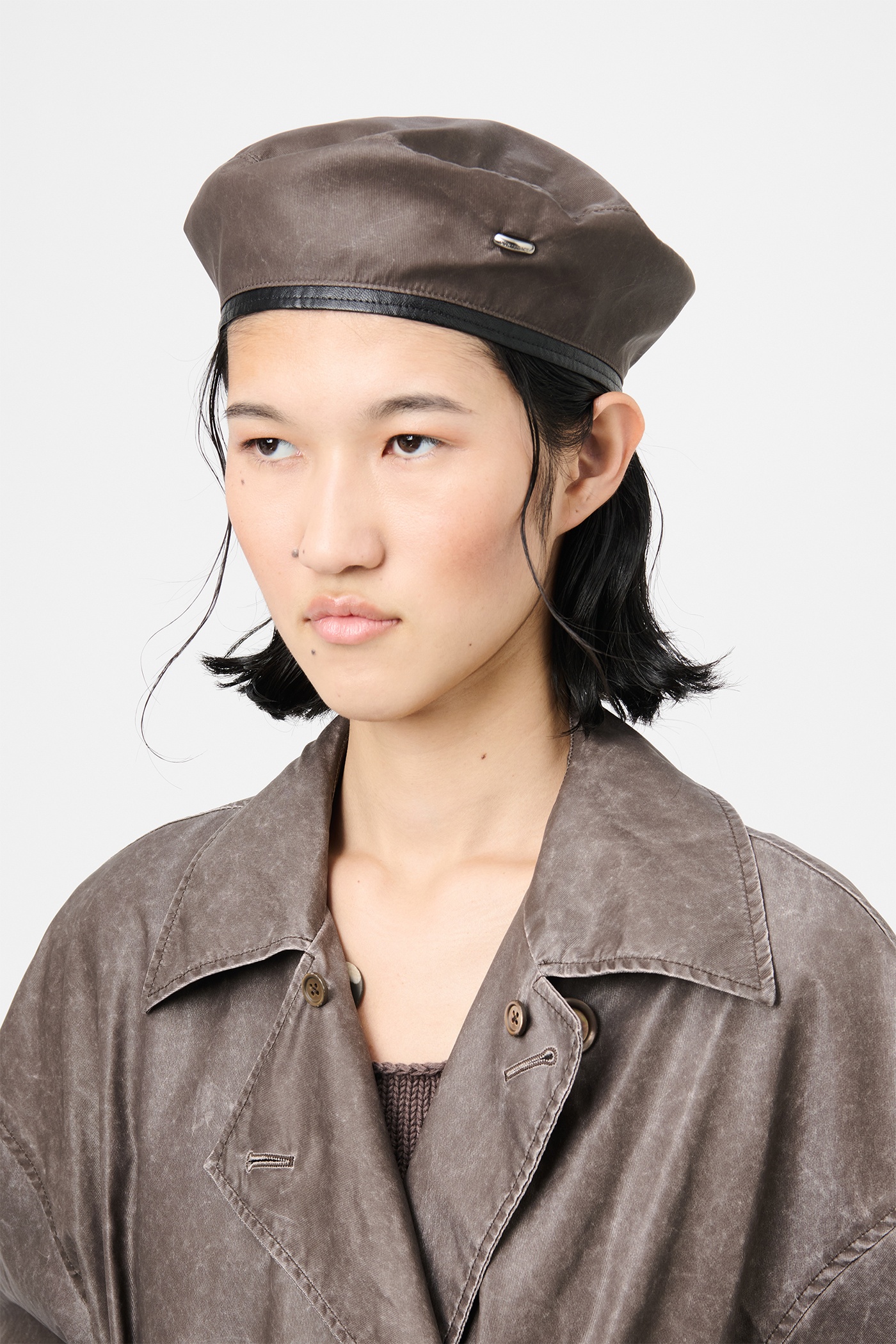 Beret Brown Wash Out Nylon - 4