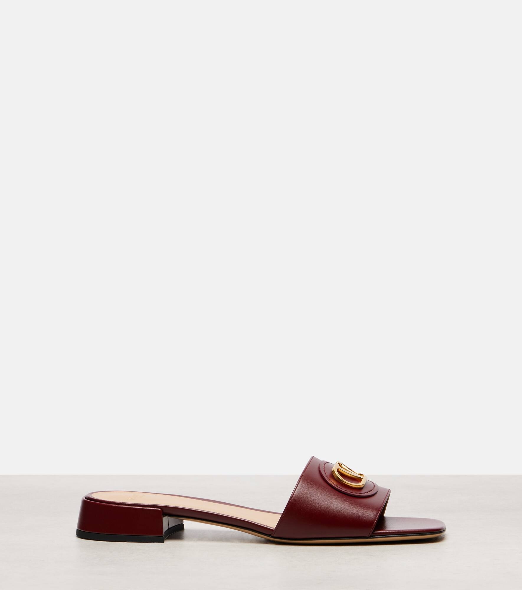 VLogo leather slides - 4