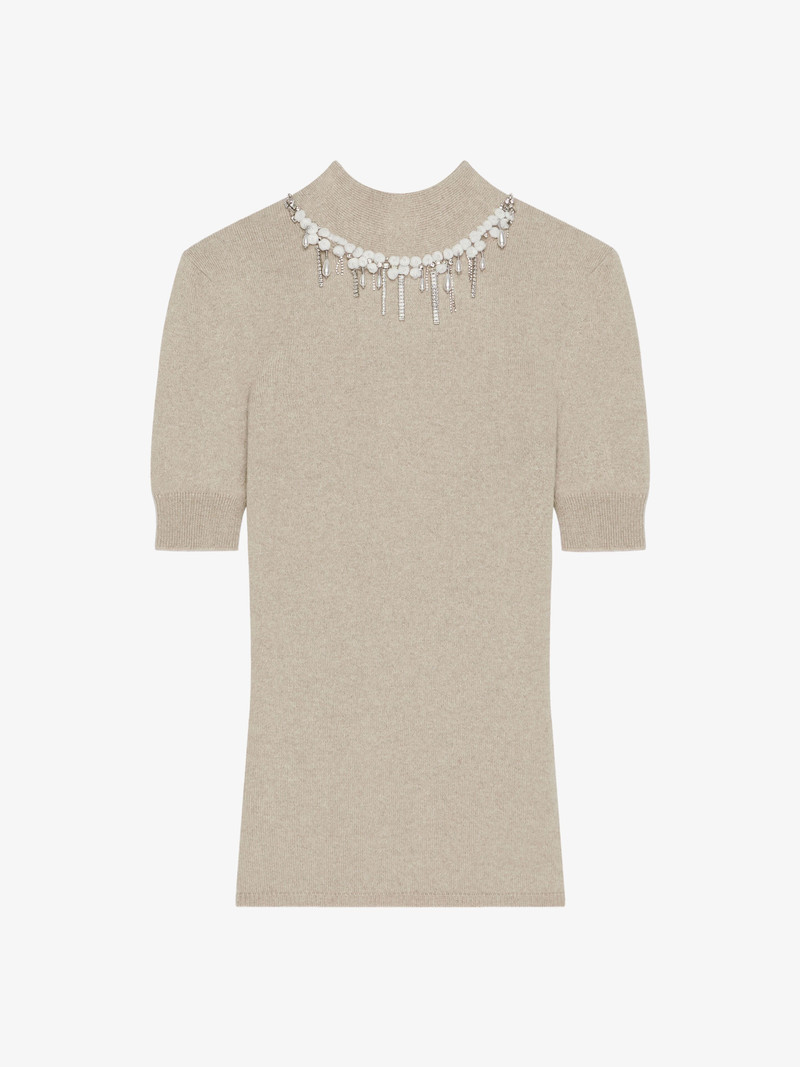 SWEATER IN WOOL AND CASHMERE WITH CRYSTALS AND PEARLS 1