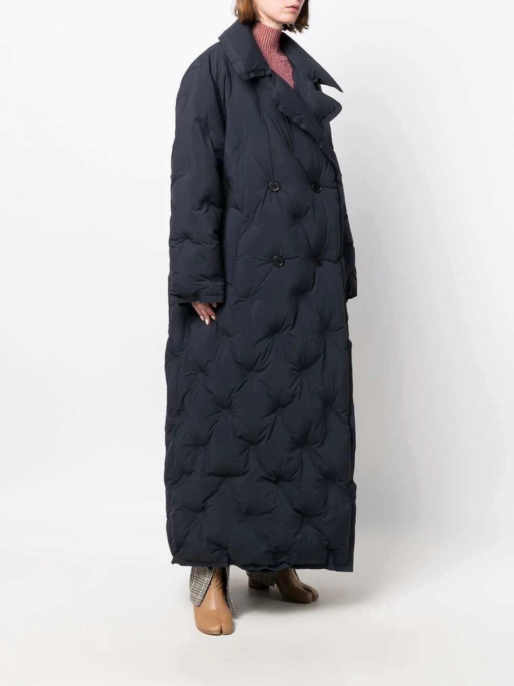 quilted colour-block coat - 4