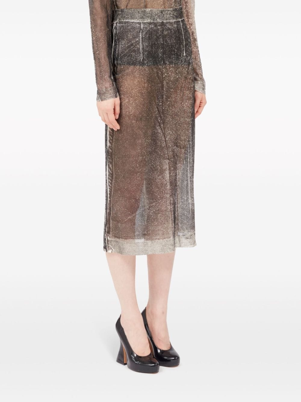 Serigraphic-print silk skirt - 3